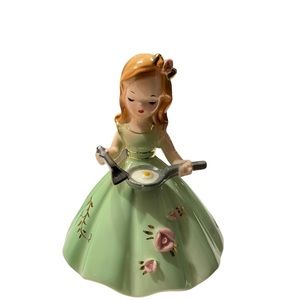 RARE Mid Century Modern Stauffer Original Girl - green dress - fried eggs